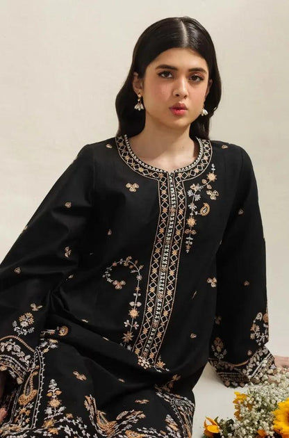 Zara Shah Jahan - 3PC unstiched Lawn Embroidered Shirt With Slub net Dupata and Plan Trouser
