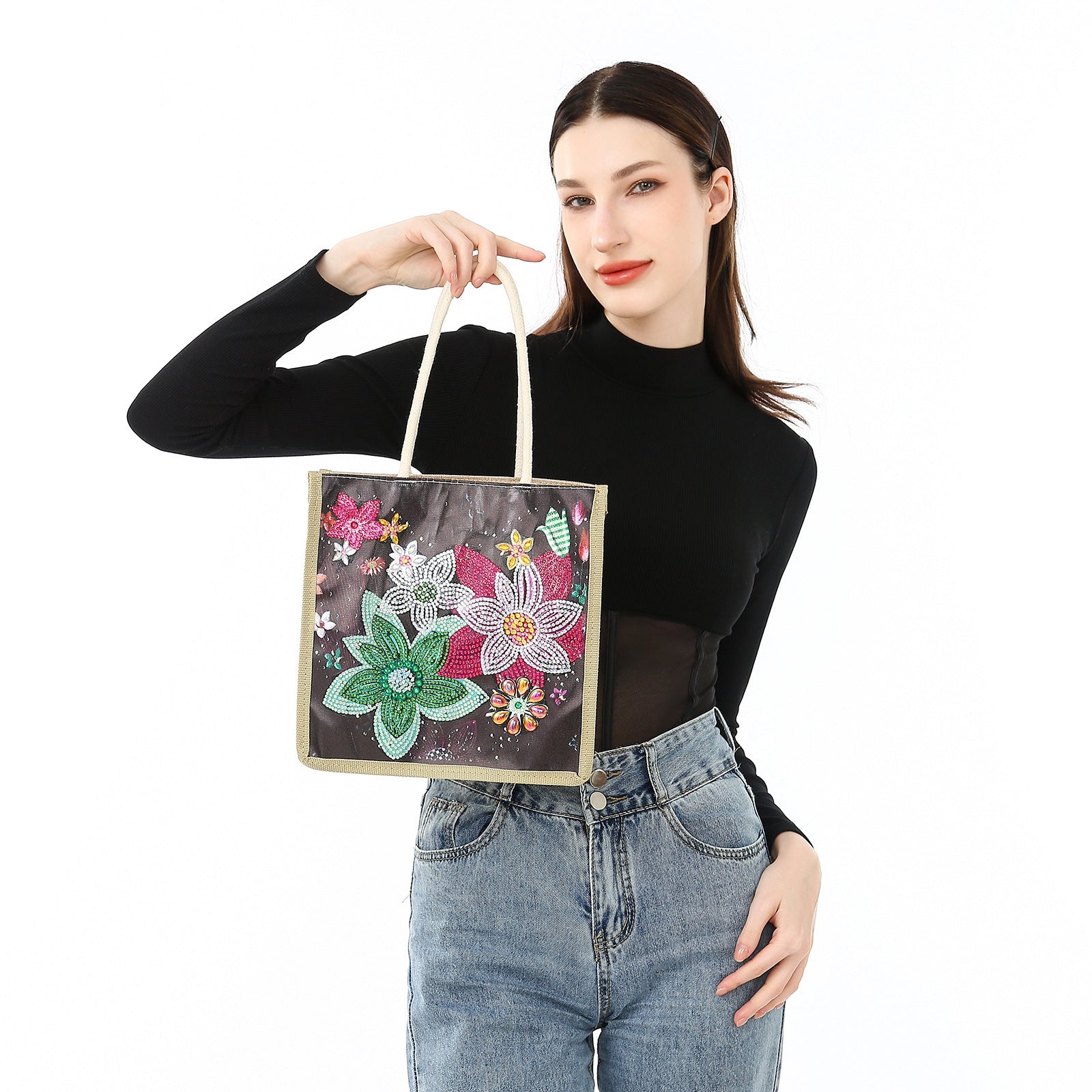 5d Diamond Painting Stick-on Crystals Bright Crystal Tote Bag