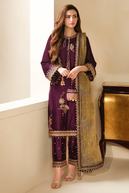 Jazmine Luxury Embroidered Unstitched Velvet Formal