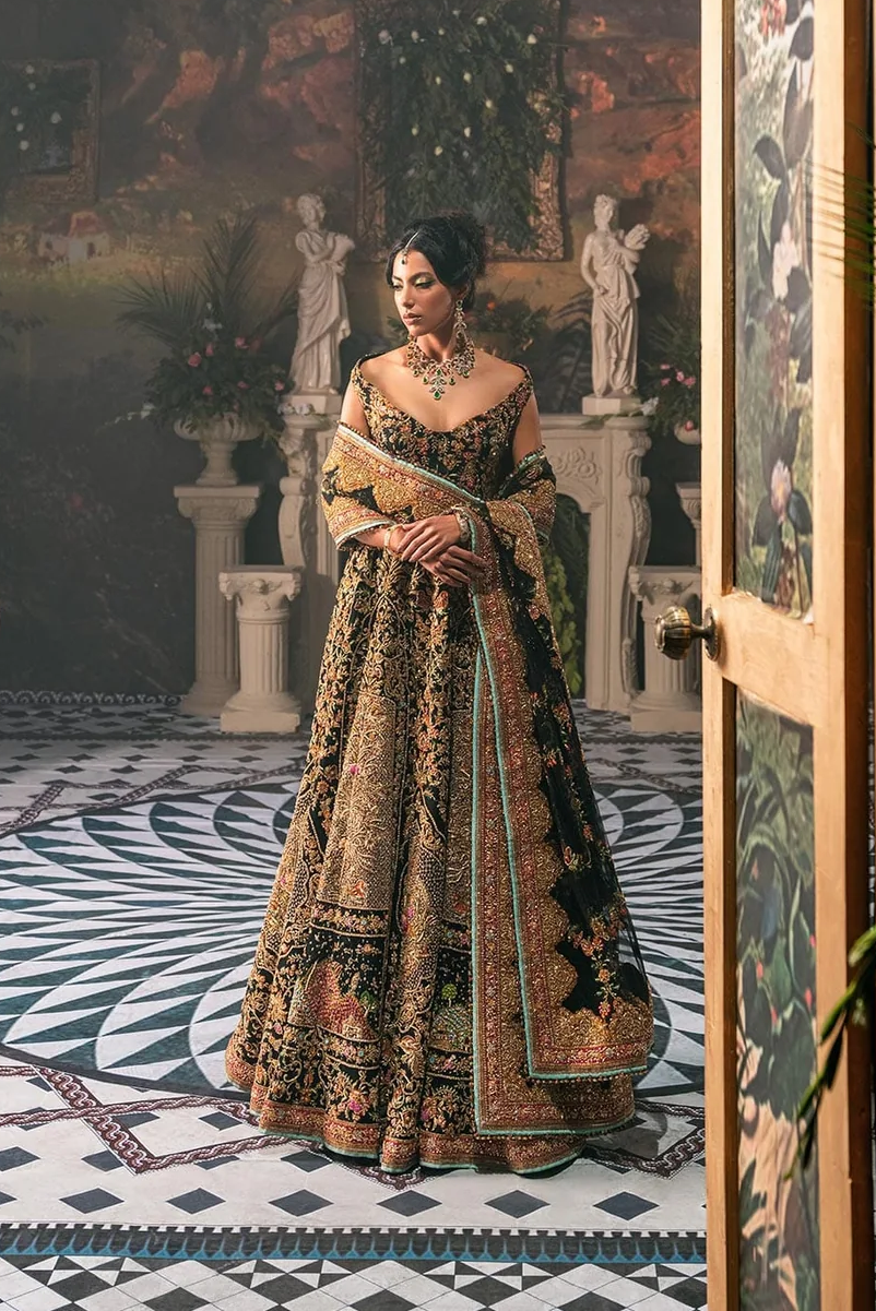 Fahad Hussayn Luxury Raw Silk Bridal Collection AJOOBA Fully Hand Made