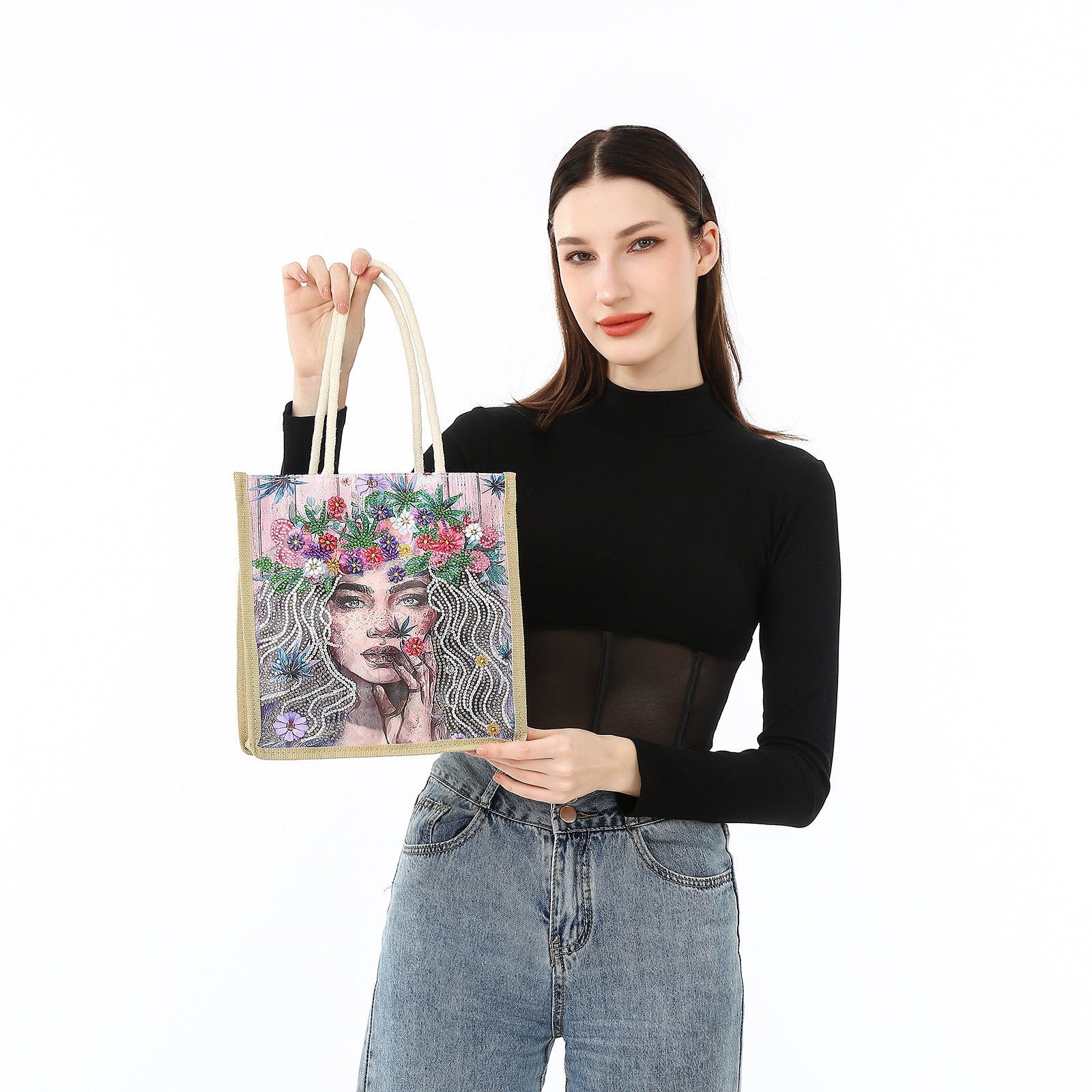 5d Diamond Painting Stick-on Crystals Bright Crystal Tote Bag