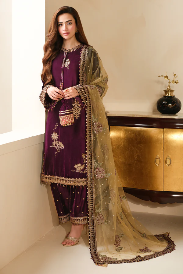 Jazmine Luxury Embroidered Unstitched Velvet Formal