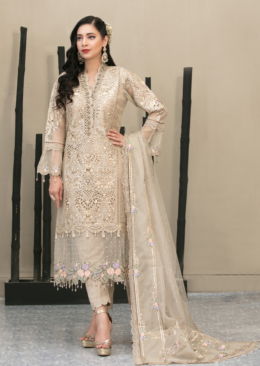 Maria.B Festive Embroidered Organza Collection 3 Pieces Unstitched Skin