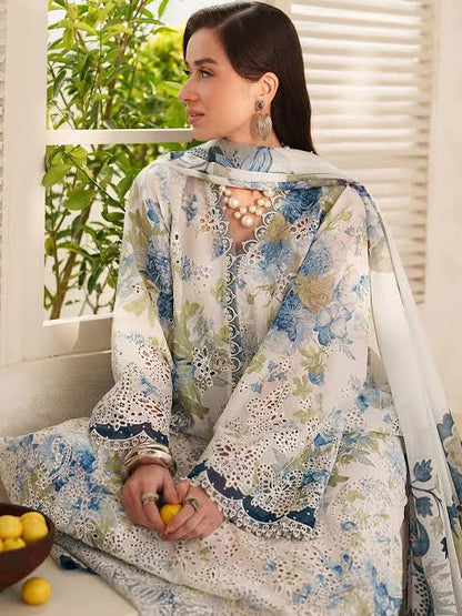 Baroque Chikankari Luxury Embroidered Swiss Lawn Unstitched 3Pc Suit