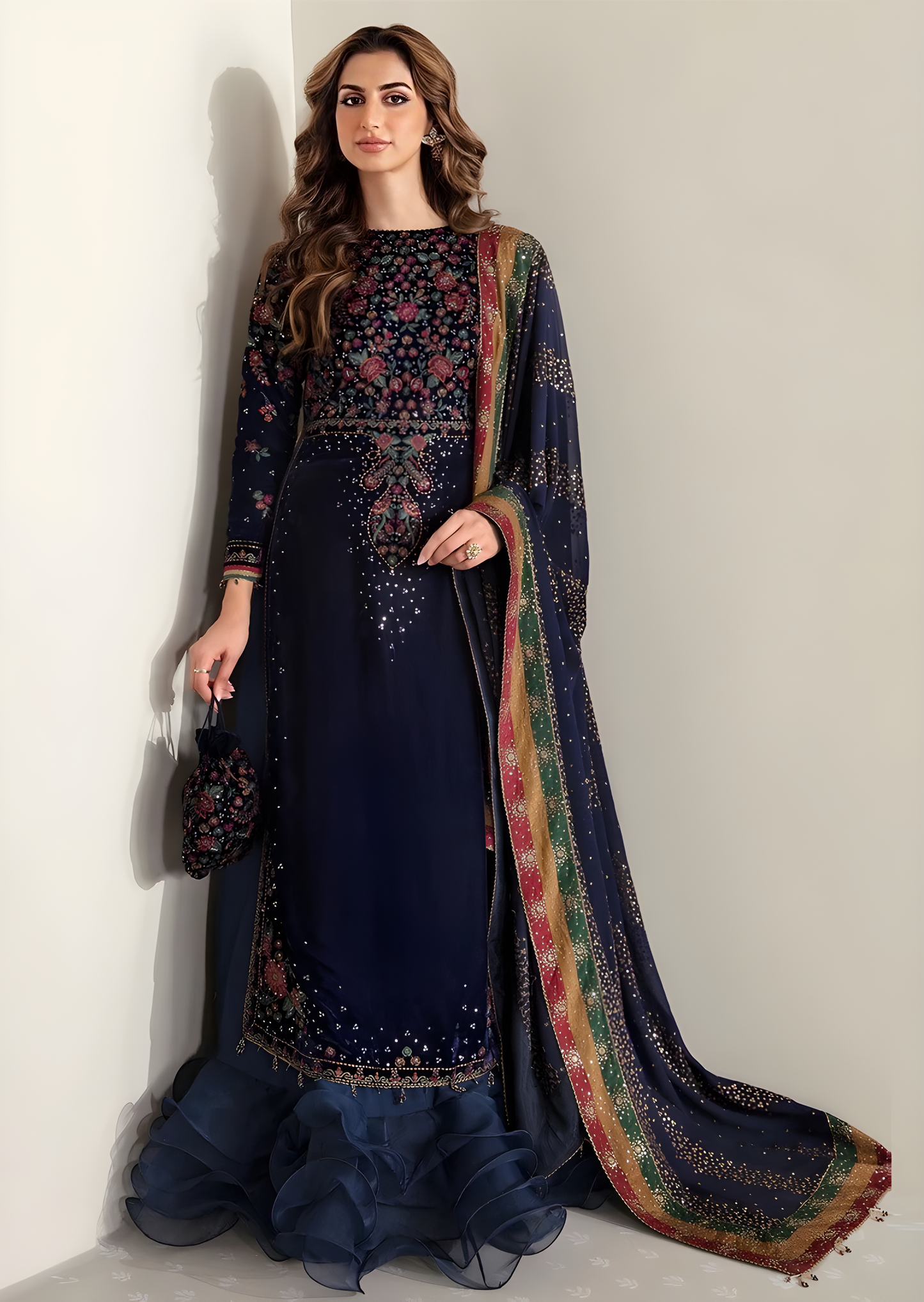Jazmine Embroidered Velvet Formal Unstitched 3 Pieces Luxury Velvet Collection