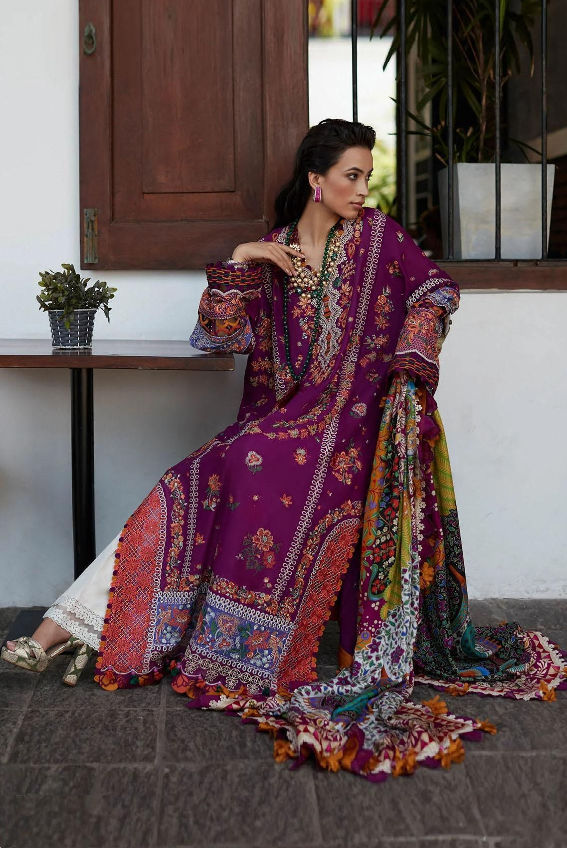Elan Embroidered Lawn Suits Unstitched 3 Piece B Aalia - Summer Collection