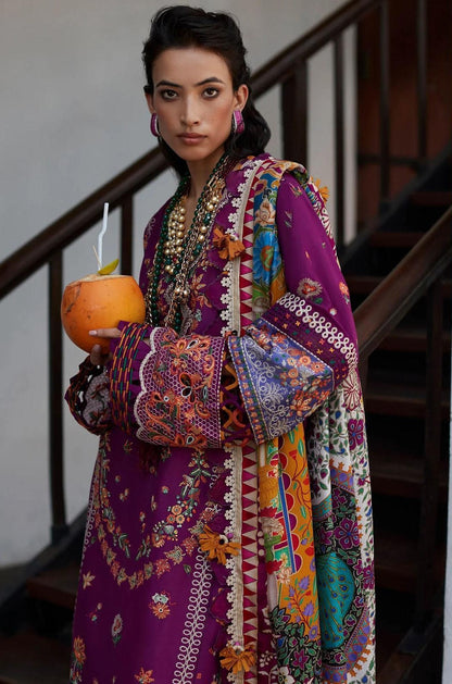 Elan Embroidered Lawn Suits Unstitched 3 Piece B Aalia - Summer Collection