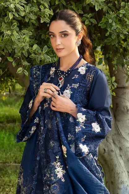 Elaf Luxury Lawn Embroidered 3PC Unstitched Suit Blue Belle