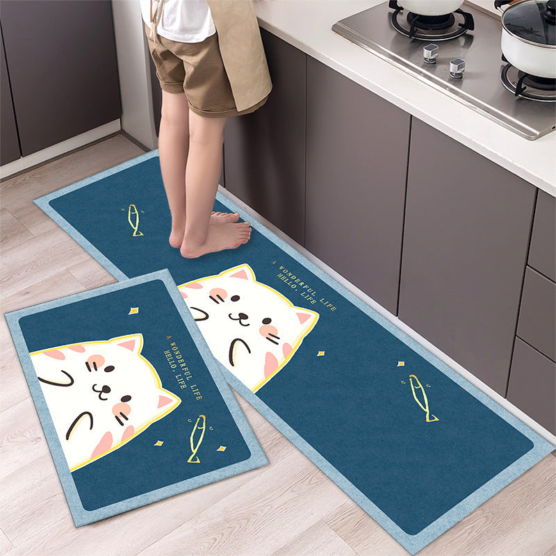 Cartoon Floor Mat Kitchen Strip Rug Simple