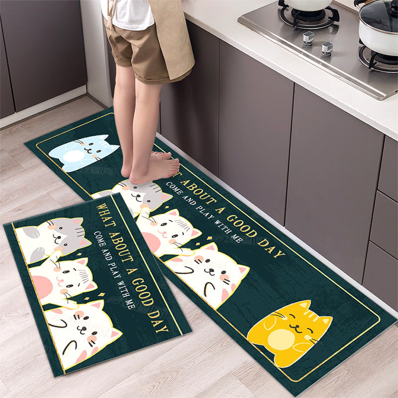 Cartoon Floor Mat Kitchen Strip Rug Simple