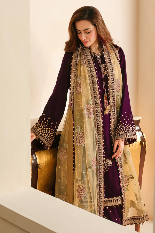 Jazmine Luxury Embroidered Unstitched Velvet Formal