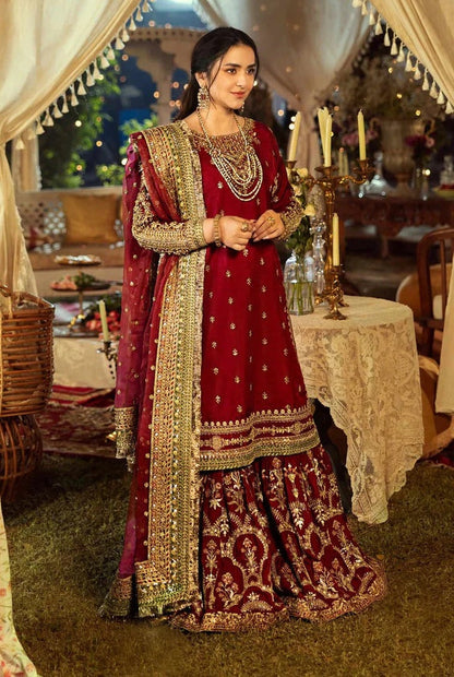 Maria.B Luxury Raw Silk Embroidered 3 Piece Unstitched Virasat