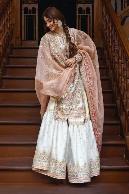 Imrozia Luxury Organza Embroidered 3Pc Unstitched Suit Zevar