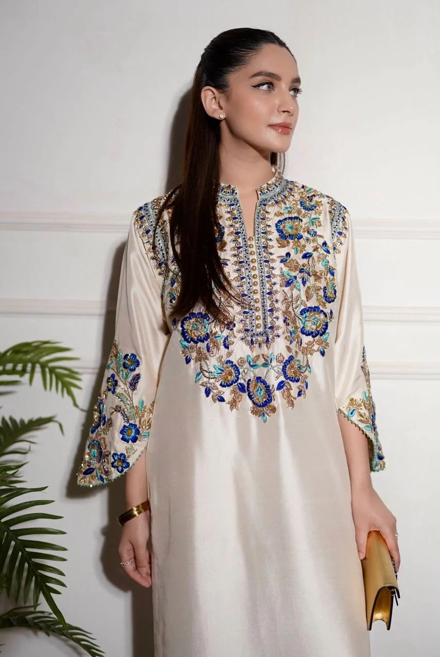 Alizay Saad Luxury Raw Silk Embroidered 3 Piece Unstitched - Ivories Festive