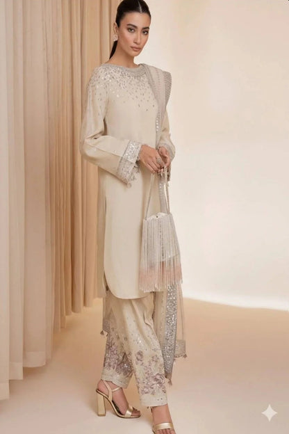 Jazmin Luxury Raw Silk Embroidered Unstitched 3 Piece