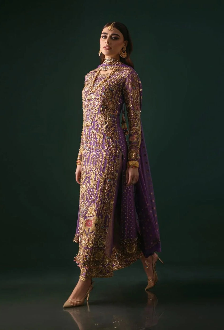 Nomi Ansari Luxury Pure Chiffon Unsticthed 3 Piece Couture