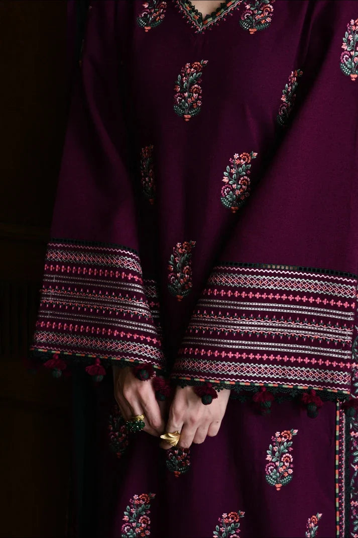 Batik Luxury lawn Embroidered Unstitched Collection Maroon