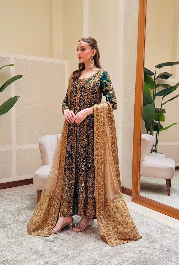Haris Shakeel Luxury Raw Silk Embroidered 3Pc Unstitched