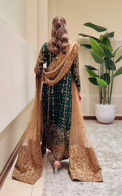 Haris Shakeel Luxury Raw Silk Embroidered 3Pc Unstitched