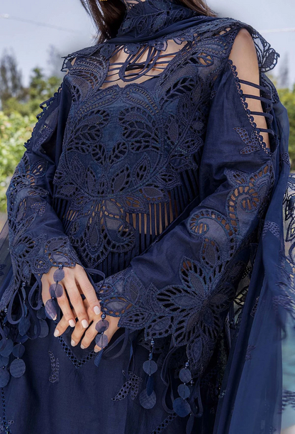 Adan Libas Luxury Lawn Embroidered 3 Pc Unstitched Suit Midnight Royale