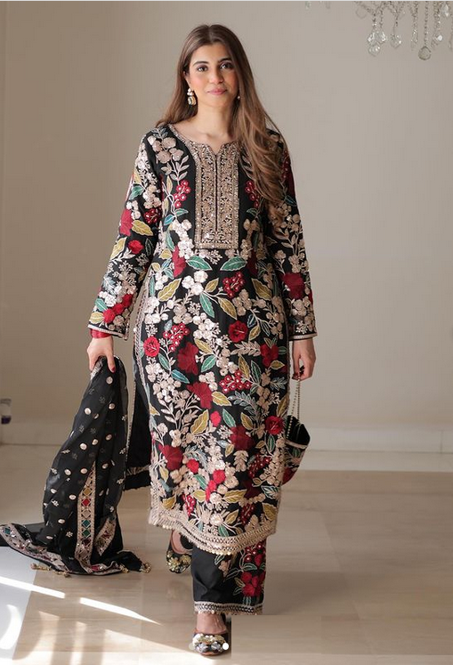 Haseen’s Mehnaaz Black Luxury Lawn Collection Unstitched