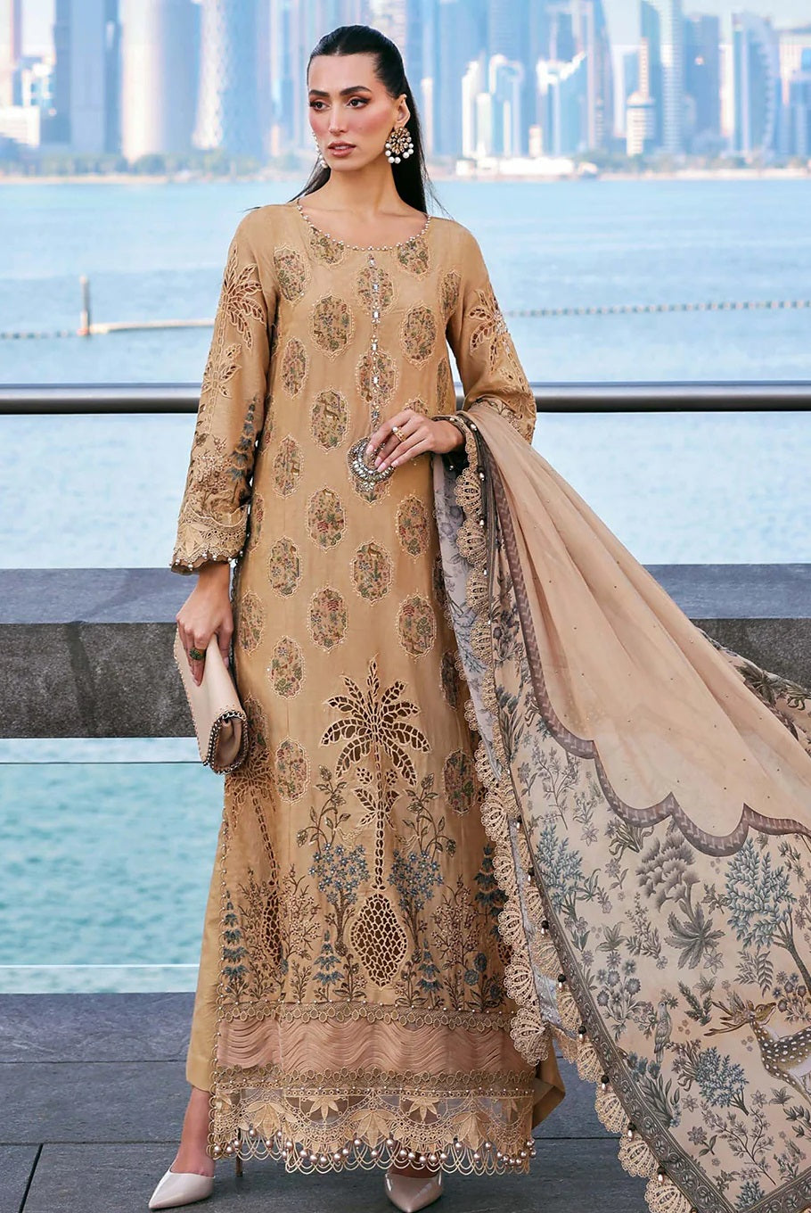 Maria.B Luxury Embroidered Jacquard Lawn Unstitched 3Pc Suit D