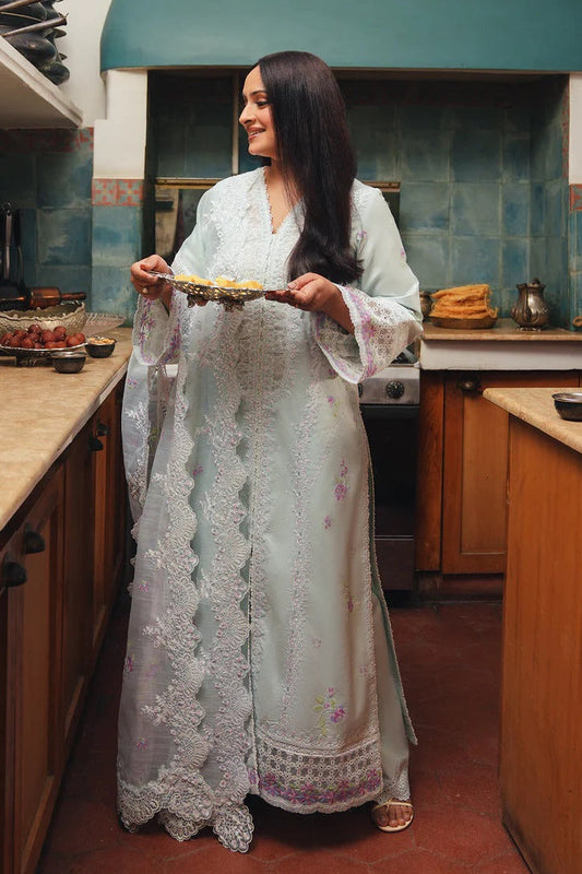 Afrozeh Luxury Embroidered Lawn Unstitched 3Pc Suit - Cham Cham