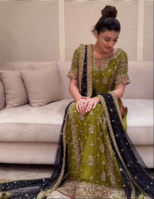 Zeeshan Danish Luxury Net Embroidered Unstitched 2PC Suit Rehma Zaman