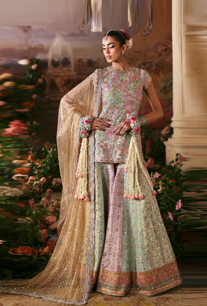 Nomi Ansari Luxury Raw Silk Embroidered Unstitched 3PC Suit - Rosebud