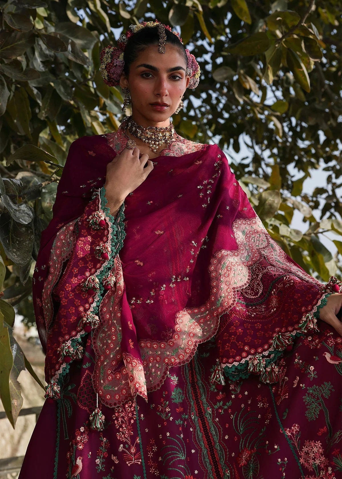 Hussain Rehar Luxury Embroidered Lawn 3Pc Unstitched Suit - Anjas