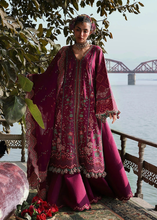 Hussain Rehar Luxury Embroidered Lawn 3Pc Unstitched Suit - Anjas