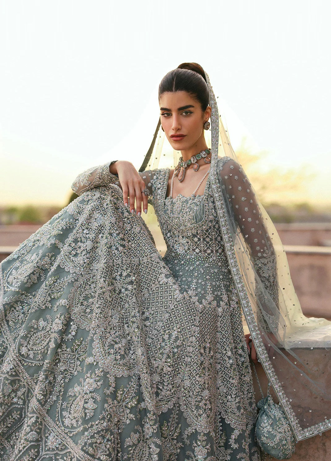 Dorien Luxury Net Embroidered 3Pc Unstitched Suit