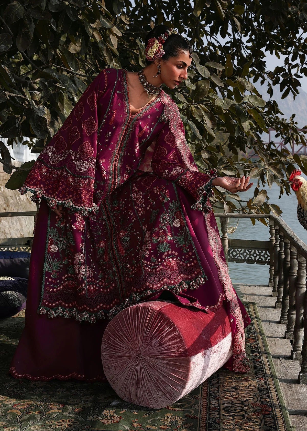 Hussain Rehar Luxury Embroidered Lawn 3Pc Unstitched Suit - Anjas