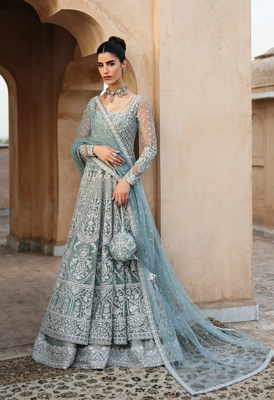 Dorien Luxury Net Embroidered 3Pc Unstitched Suit