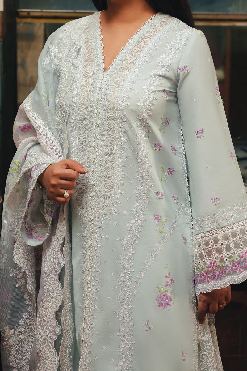 Afrozeh Luxury Embroidered Lawn Unstitched 3Pc Suit - Cham Cham