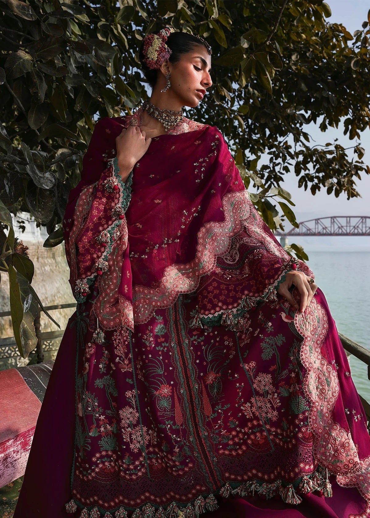 Hussain Rehar Luxury Embroidered Lawn 3Pc Unstitched Suit - Anjas