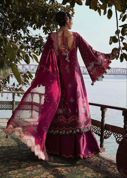 Hussain Rehar Luxury Embroidered Lawn 3Pc Unstitched Suit - Anjas