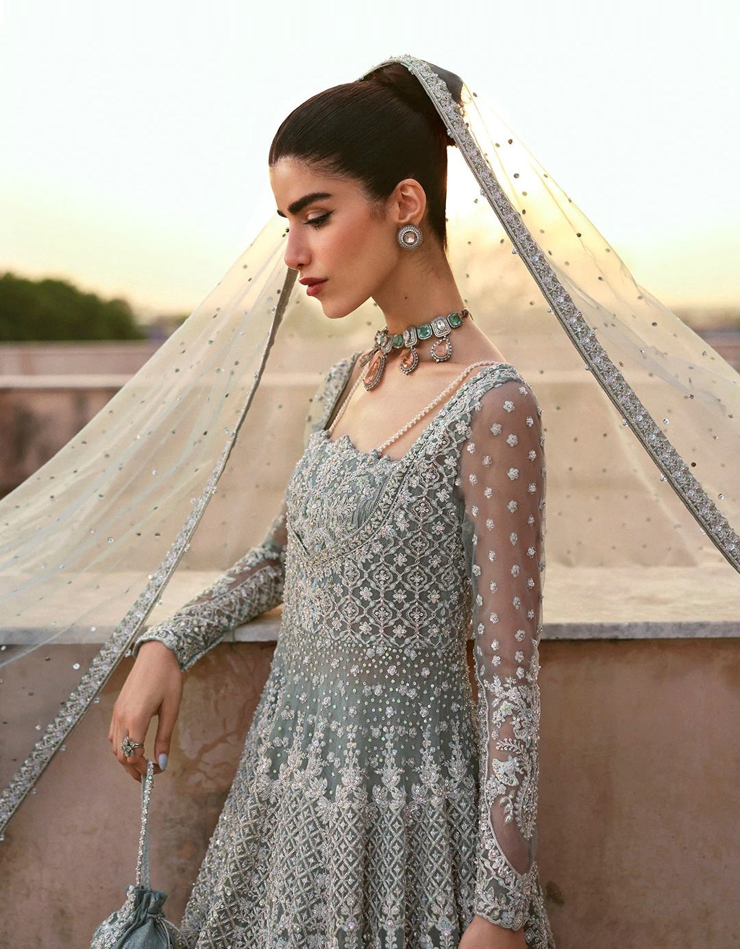 Dorien Luxury Net Embroidered 3Pc Unstitched Suit
