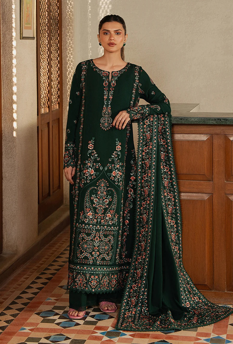 Afrozeh - Luxury Lawn Embroidered 3 Piece Unstitched - Arden