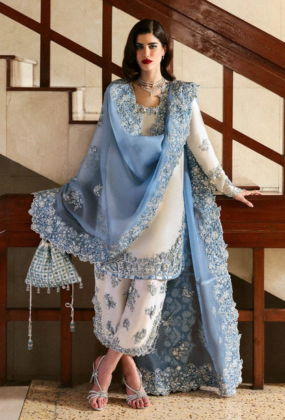 Hussain Rehar Luxury Raw Silk Embroidered Unstitched 3 Piece - Virelle