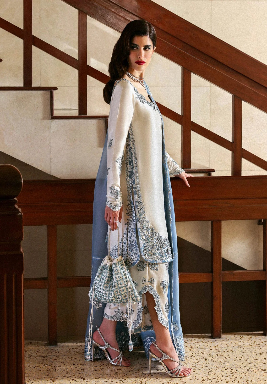Hussain Rehar Luxury Raw Silk Embroidered Unstitched 3 Piece - Virelle